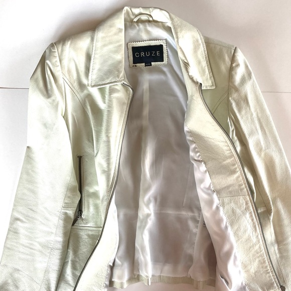 White Genuine Leather Jacket - Picture 4 of 8